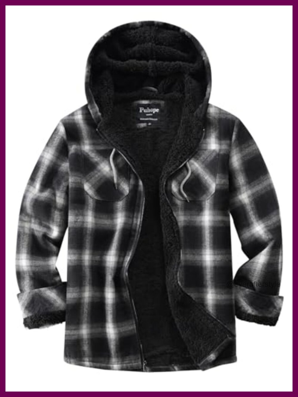 Womens Sherpa Lined Flannel Plaid Jacket Fleece Zip Up Hooded